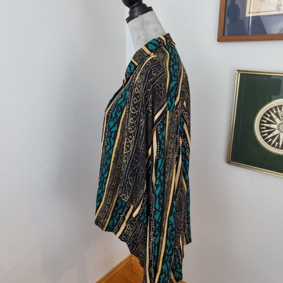 NWT Blue Tan Asymmetrical Loose The Big Shirt Carole Tomkins Santa Fe Size 2XL - Picture 3 of 11